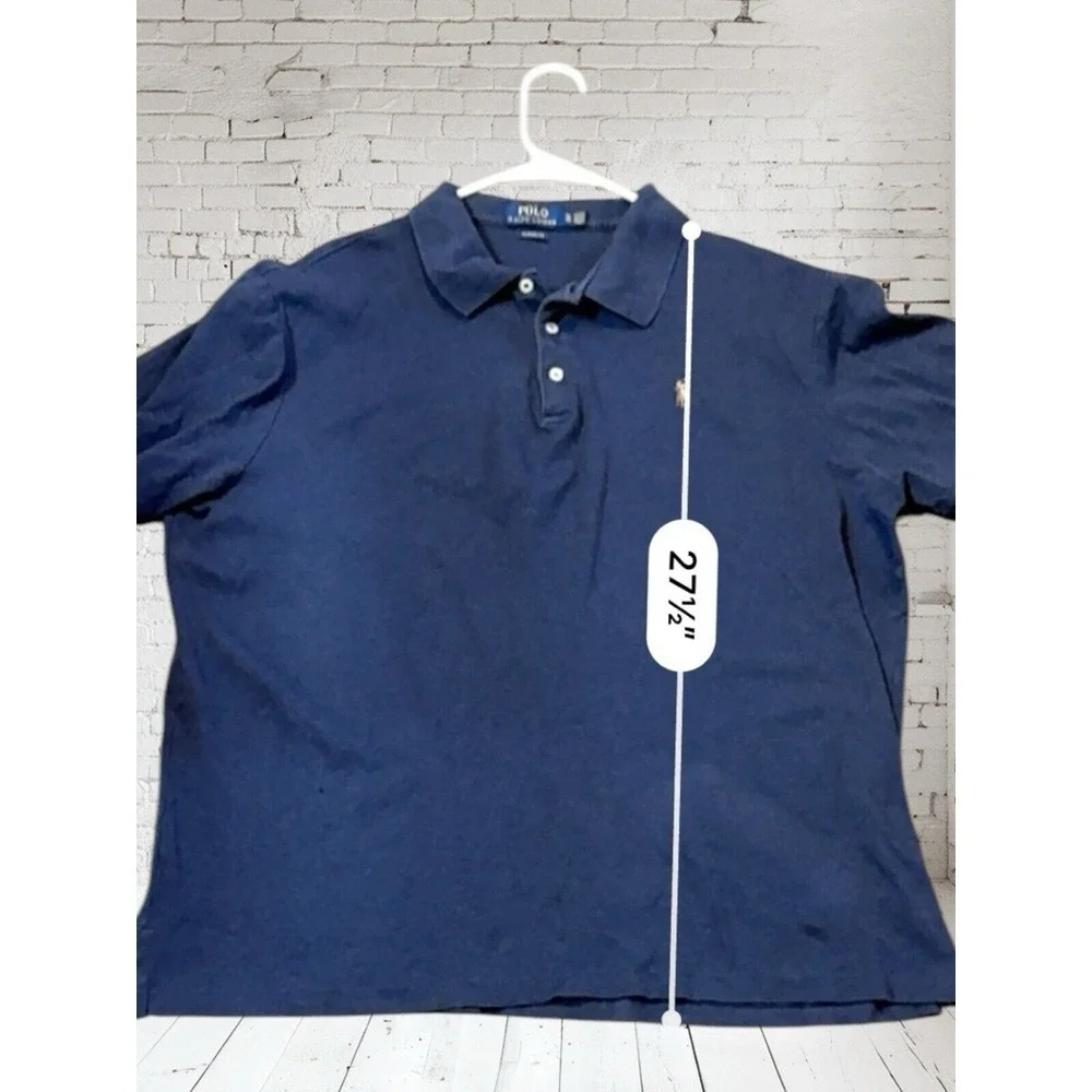 🔥Polo Ralph Lauren🤑‎ Navy Blue Cotton Polo Classic Fit Shirt Soft Men's XL T